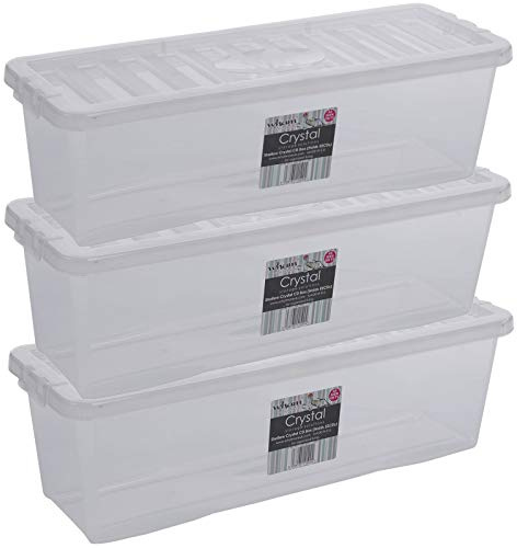 AUFBEWAHRUNGSBOX 18CM 3 Stück 52 CDs 60x20x18cm transparent klar Kunststoff