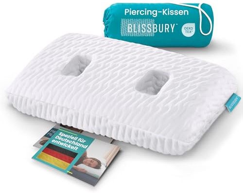 BLISSBURY Premium Piercing Kissen, verstellbares Memoryschaum-Kissen mit Ohrloch