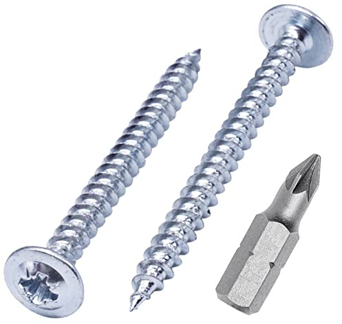 (100 Stück) Verzinkter Stahl 4,0 x 45 mm Holzschrauben, Metallschrauben, modifizierter Halsspannkopf, Selbstschneidend (100, 4,0 x 45 mm)