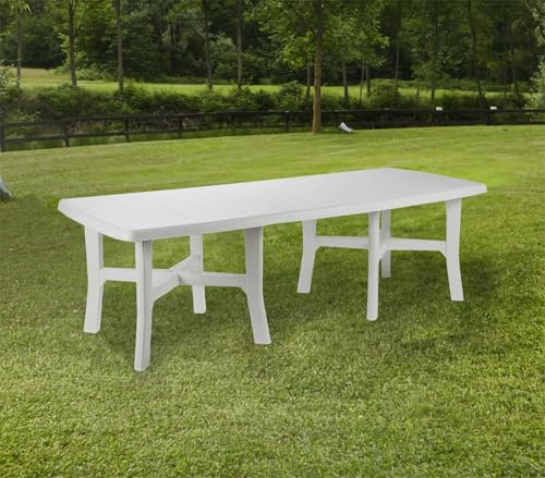 Dmora - Gartentisch Messina, Ausziehbarer Esstisch, rechteckiger Mehrzweck-Gartentisch, 100 % Made in Italy, Cm 160x90h72, Weiß