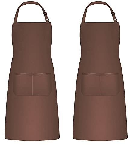 Catime 2 Pezzi Grembiule Cucina per Uomo Donna, Grembiuli da Barbecue Impermeabile con 2 Tasche, Grembiule Pittura Regolabile Adulti per la Cottura, Giardinaggio