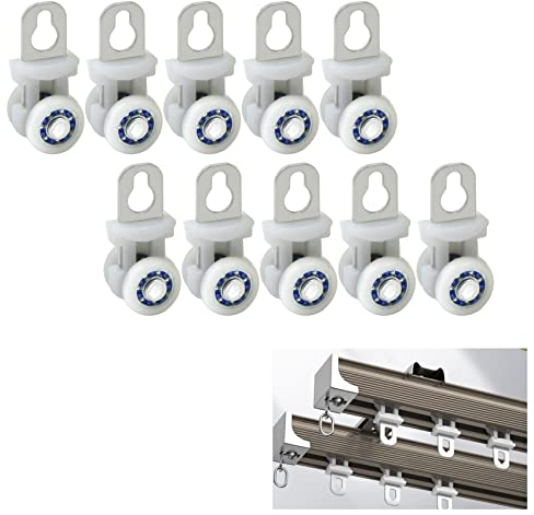Vorhang Track Roller Vorhangschiene Aluminium - Vorhangschienen Gleiten Gardinenschiene Metall Zwei RäDern Drapery-Schiene Richtungsrolle GeräUschlose Umlenkrolle Gardinen Schiebevorhang 10 StüCke
