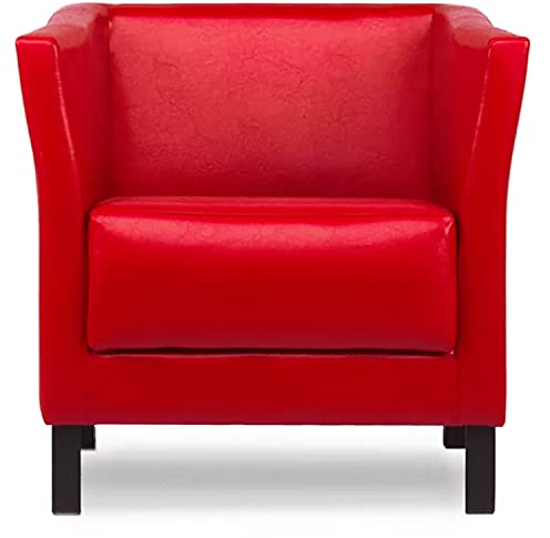 konsimo Loungesessel mit Füße ESPECTO - Sessel für Wohnzimmer, Schlafzimmer, Büro, Wartezimmer – Polstersessel - Clubsessel - Kunstleder Sessel - Rot