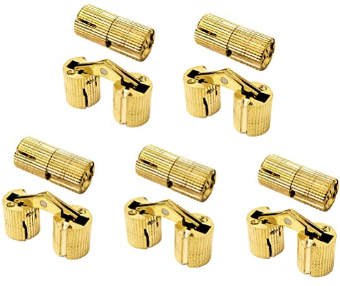 10x Charnières à barillet invisibles en laiton pour armoires et meubles - Angle d'ouverture de 180 degrés avec 20x vis (14 mm)