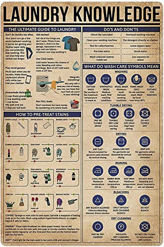 IUBBKI Wäscherei Wissen Sauna Wissen Metallblechschild Massage Infografik Metallschild Dekoration Metallposter Plakette für Bar Cafe Club Garage 8x12 Zoll