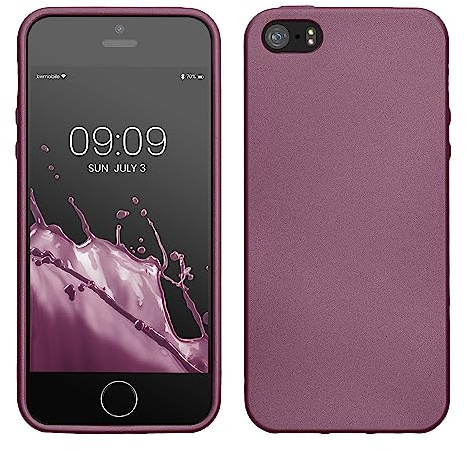 kwmobile Housse Compatible avec Apple iPhone SE (1.Gen 2016) / iPhone 5 / iPhone 5S Coque - Housse de téléphone Protection Souple en TPU - Lavande métallique
