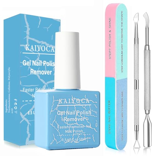 Solvente per unghie in gel con 2 pezzi di spingi cuticole + lima per unghie, solvente per unghie in gel acrilico, rimuove lo smalto rapidamente e facilmente in 3-5 minuti