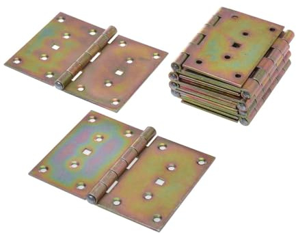 Aqbau® 10er Set Scharniere 100 x 130 mm Gerollt Türscharniere Kistenband Scharnier Scharniere Klappbar Halbbreite Möbelscharniere Kistenband türscharniere für holztüren Gelb Verzinkt