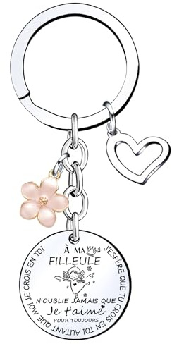 Lumengqi Porte-clés Filleule, Cadeau pour Filleule Anniversaire, Idée Originale Sentimentale pour Noël Baptême, Prêt à Offrir à Ta Filleules Préférée, avec Message Touchant de Son Parrain ou Marraine