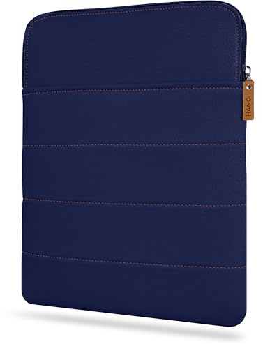 HANOI Collection® Detroit™ Buchhülle mit Reißverschluss. Große gepolsterte Schutzhülle für Bücher. Schutzhülle für Bücher, Buchschutz für Leser (Dunkelblau, Groß)