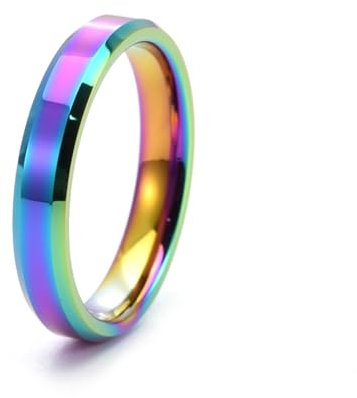 Beydodo Ringe Wolfram Herren Damen, Ring Personalisiert 4MM Poliert Rund Bandring Freundschaftsringe Multicolor Ringe Nickelfrei Größe57 (18.1)