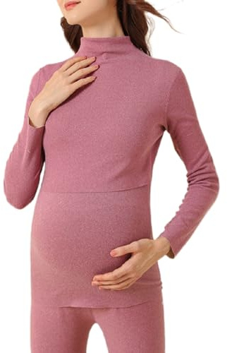 SISAY Tuta Allattamento Invernale Pigiama 2 Pezzi Premaman Completo Maglia e Pantaloni Termici Set Intimo Termico Donna Invernale Taglie Forti Coordinati Abbigliamento Termiche Biancheria Intima Calda