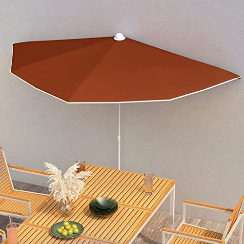 ShGaxin Halb-Sonnenschirm, Sonnenschutz Garten, Sonnenschirm Terrasse, Balkonsonnenschirme, Balkon Sonnenschutz, Balkon Sichtschutz Uv-Schutz, mit Mast 180x90 cm Terracotta-Rot