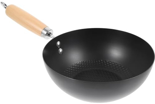 TOPBATHY Poêle Wok Japonaise Mini 1 PC en Fer Forgé Noir, Fond Plat | Surface Lisse Antiadhésive, Nettoyage Facile, Usage Maison et Hôtels, Style Simple aux Lignes Épurées