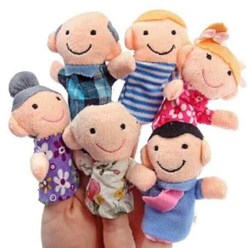 PLAYZOCO Marionetas Dedos de Familia, Juego de Títeres de Dedo, Juguetes Educativos para Niños, Material de Felpa, 6 Unidades