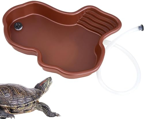 EHOTER Reptilien Badebecken Terrarienschale mit Futterplatte Reptilien Wasserschale Reptilienschale Terrarium Trinkschale Futternapf für Eidechsen Schlange Landschildkröte Bartagamen Gecko (B)
