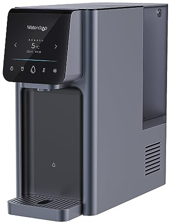 Waterdrop A1 Countertop Reverse Osmosis System, Hot and Cold Water Dispenser, NSF/ANSI 58 Standard, Bottleless Water Cooler, 6 Temperature Settings, 2:1 Pure to Drain