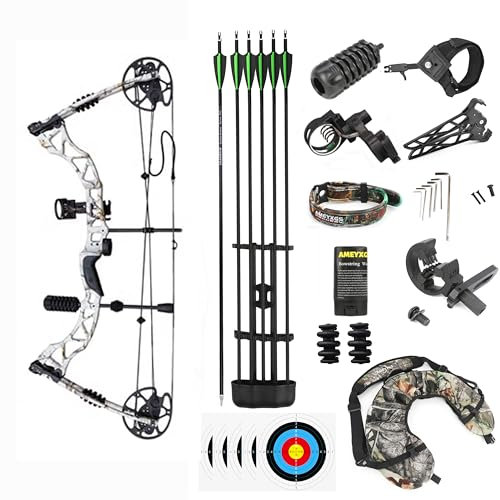 limaity Bogenschießen Compoundbogen und Pfeil Set 35-70lbs Zuggewicht 16-30 Zeichnungslänge Voll einstellbar 320 FPS Jagd Compound Bow Kit für Erwachsene Jugendliche (Weiß)