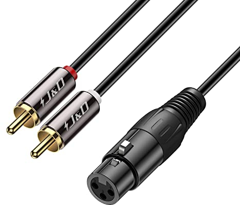 J&D Cable Divisor de Doble RCA Macho a XLR Hembra, Desequilibrado 2 RCA a 1 XLR Divisor de Cable Duplicador Adaptador de Cable en Y para Altavoz Condensador Mic Mixer AMP, 0,9 Meter