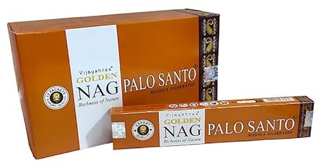 Golden Nag Palo Santo Masala Räucherstäbchen, natürlich, handgefertigt, Agarbatti, gerollt, geformt, Bambusstab, 6er-Pack, 15 g