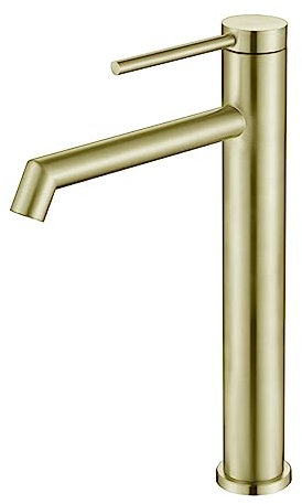 Wasserhahn Bad für Waschbecken Wasserhahn Bad Waschtischarmatur Einloch Waschtischarmatur G1/2 Hoch Edelstahl Gebürstet Gold B Armatur für Waschbecken Badezimmer Badarmatur Waschbeckenarmatur