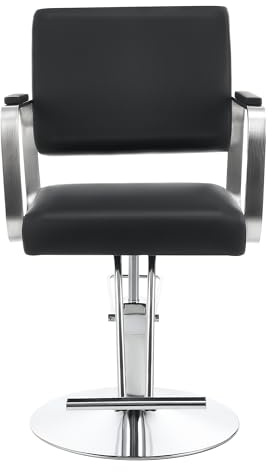 CO-Z Svart frisörstol, justerbar höjd 41 till 56 cm, svängbar 360°, 250 kg, för frisörsalong och barberare
