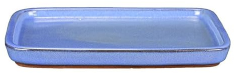 Geosism & Nature Soucoupe bonsaï rectangulaire en grès émaillé Bleu Clair 17,5x12,5x1 cm - BM3S