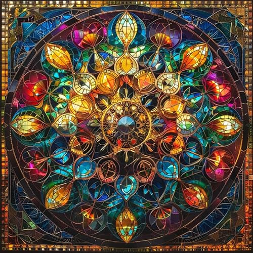 Bimkole 5D Diamond Painting Kits Mandala Blomma Full Borr Gör-Det-Själv Strass Broderi Set Färg Med Diamanter Konst Efter Nummer Kit Korsstygn Hem Vägg Hantverk Dekoration (30x30cm) yT2711