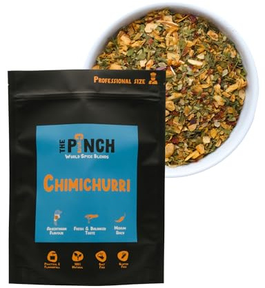 THE PINCH XL Chimichurri Spezie Argentine Senza Sale Prepara una salsa Chimichurri 100% naturale per barbecue, arrosti e spiedini di verdure. Un condimento sano e facile da usare. Confezione da 400 g.