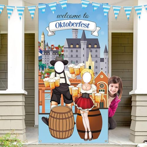 Oktoberfest Bayrische Fotowand, Festzelt-Deko, Oktoberfest-Requisit Banner, Bayerischer Hintergrund für Party (180 x 90 cm)