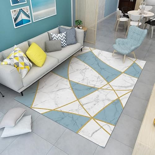 Teppich Weißer Marmor Flauschig Kurzflor,Mikrofaser Super Weich,Anti-Rutsch,Waschbar,Teppich Webteppich Für Wohnzimmer,Flur,Schlafzimmer Teppichläufer 120X160Cm