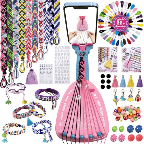 Ixydor Kit d'artisanat de Bracelet d'amitié, Bracelet pour Filles, Kit Fabrication de Bracelets Enfant, DIY Kits de Loisirs Créatifs Enfants, kit de Fabrication de Bijoux pour âgés 6 7 8 9 10 11 12