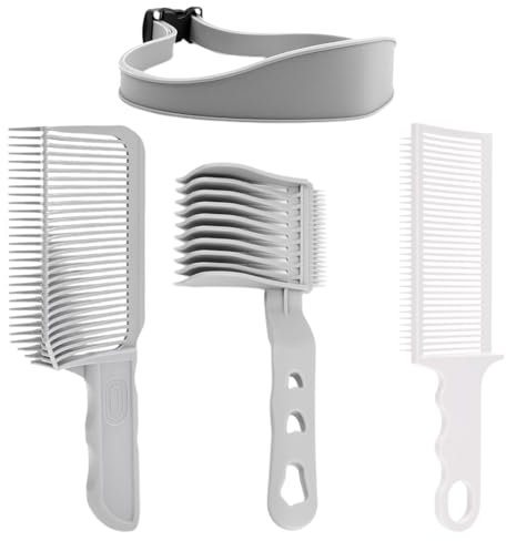 4 Pezzi Sfumatura Capelli Uomo Set, Capelli Uomo Set, Guida per Taglio Capelli in Silicone, Pettine di Posizionamento Curvo, Spazzole per Tinture per Capelli, Tagliare e Tagliare i Capelli Fai da Te