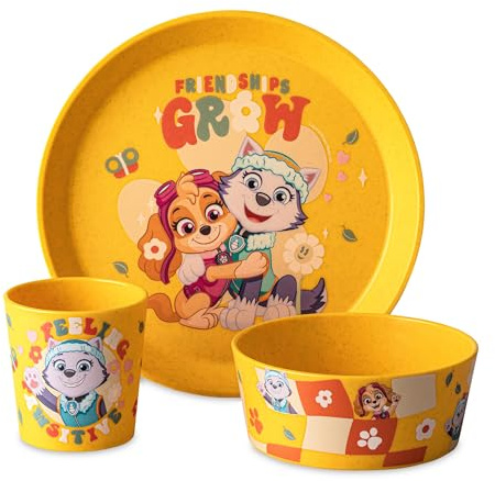 Koziol CONNECT GROW PAW PATROL Kindergeschirrset 3teilig | kleiner Teller + Schale + Becher | für Kinder ab 6 Monate | biozirkulärer Kunststoff, bruchfest, spülmaschinengeeignet (organic honey yellow)