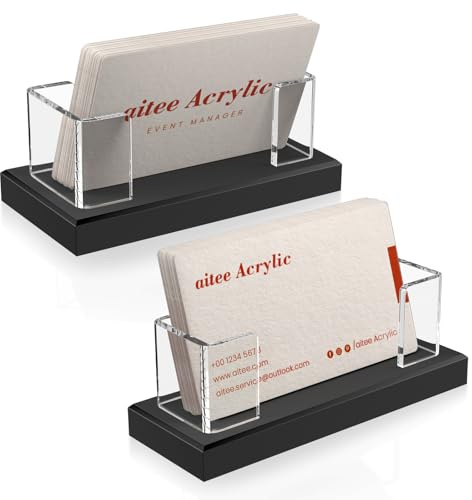 AITEE Eleganter Acryl Visitenkartenhalter 2 Stück für Büro & Schreibtisch