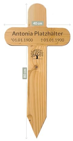 ReGrape Grabkreuz XXL aus hochwertigen geöltem und geleimten Lärchenholz, mit kostenloser Lasergravur (rund)