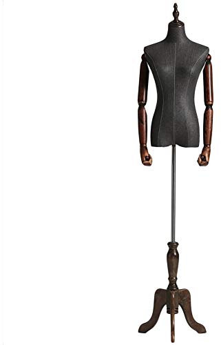 AISNXOQI Weibliche Schneiderpuppe Pinnable Mannequin Body Torso with Wooden Tripod Base Stand (Black) (Color : with Arms, Size : Medium)