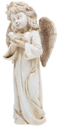 KONTONTY Statue D’Ange Classique en Résine, Décoration Artisanale Vintage Beige, Petite Figurine pour Jardin et Intérieur,