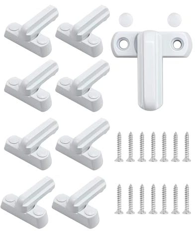 GIFANEO 8 Pcs Serrure de fenêtre Blanc,poignee de fenêtre verrouillable pour Sécurité Enfant,Alliage de Zinc,Serrures SéCurité SuppléMentaires,pour Toutes Les fenêtres et Portes de Balcon (Blanc)