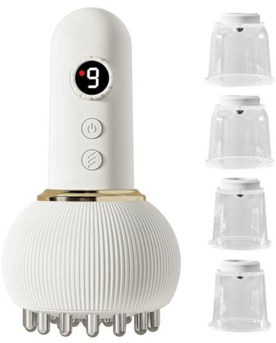 Elektrisches Triggerpunktmassage 3 in 1 Heizung Stone Massagegerät Mit Schröpfgläser, Schaben Instrument mit 9 Vibration Massage-Heizfunktion Kombination, Wirkt auf den ganzen Körper