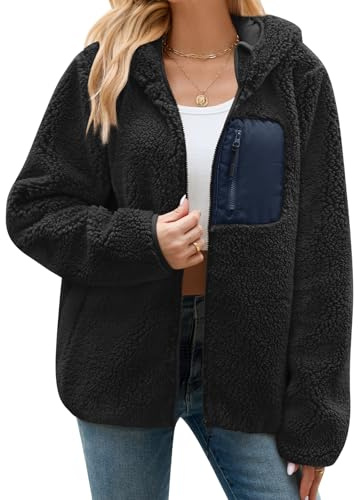 RITOSTA Felpa Pile Donna Lungo Felpe con Cappuccio Giacca Caldo Cappotto Invernale Giaccone Giubbino Cappotti Termica Sweatshirt Pile Donna con Zip Tasche