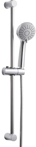 OFFO Conjunto Soporte Ducha, Barra de Ducha de 70 cm de Acero Inoxidable con Manguera de 1.6 m, Alcachofa de Mano (3 Modos, 100 mm), Duchas de Baño Columna Ducha sin Grifo, Cromo