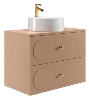 Vente-unique - Meuble de Salle de Bain Suspendu avec Vasque à Poser Ronde - Vieux Rose - 80 cm - SATOBAL