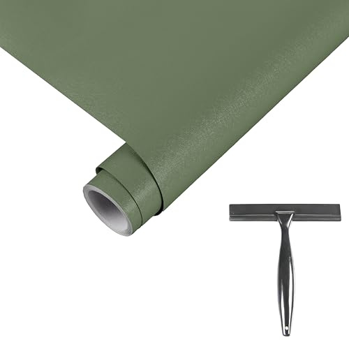 Decoroom Klebefolie Möbel Grün Matt Möbelfolie 40x300cm Inklusive Toolkit | Selbstklebend Wasserdichte Tapete Selbstklebende Grün Folie für möbel küchenschränke,Wand Tischplatten Schutzfolie Dekorfolie