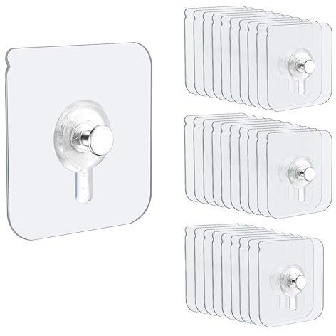 IOPJLK Bilderhaken Selbstklebend 30 Stück, Extra Stark Ohne Bohren Transparent, Wandklebehaken für Bilderrahmen Fotos, Max. 5 kg Tragfähigkeit für Wand Fliesen Glas