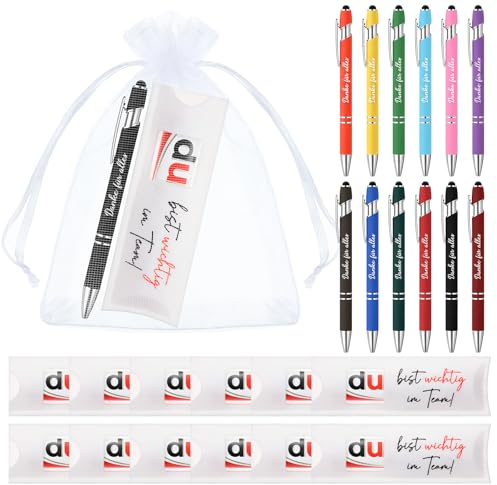 Clabby 12 Sets du Bist Wichtig im Team Geschenke, ohne Schokolade | Schokoriegel Hülle aus Filz, kompatibel mit Duplo Schokolade, Kugelschreiber mit Mullbeutel, Mitarbeiter Geschenk