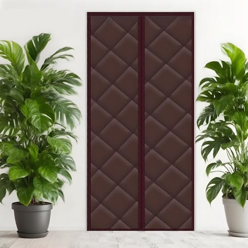 Insulated Magnetic Door CurtainWaterproof Thermal Outdoor Patio Screen SelfClosing Privacy Cover for Winter Warmth & Soundproofing Fits 70260cm (Coffee)