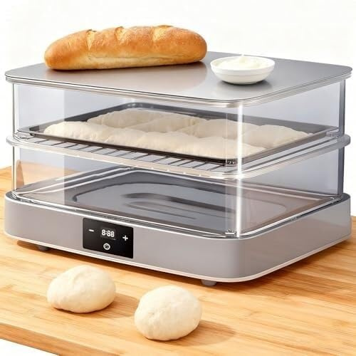 Lievito Elettrico Per Pasta Madre Da 40 Litri Fermentatore Per Pane Pizza A 2 Livelli Con Temperatura 20-50°C Timer Da 1 Minuto A 24 Ore E Umidità Automatica Per Panetteria Domestica