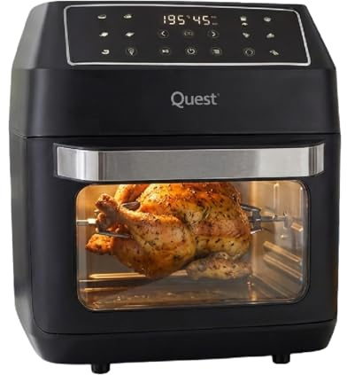 Quest 12L Air Fryer Oven with Rotisserie | Large Air Fryer, 10 Presets, Touch Screen & Viewing Window | 1700W, 60°C–200°C