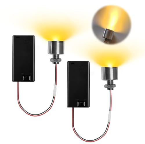 2 Stück Miniatur LED Leuchten für Puppenhaus, AA Batteriehalter, 3V Warmweiß LED Licht, 25 cm Kabel, Mini Lampen Zubehör, Ideal für Mikrohaus, Spielzeughaus & Modell Dekoration(Abstrahlwinkel: 30°)